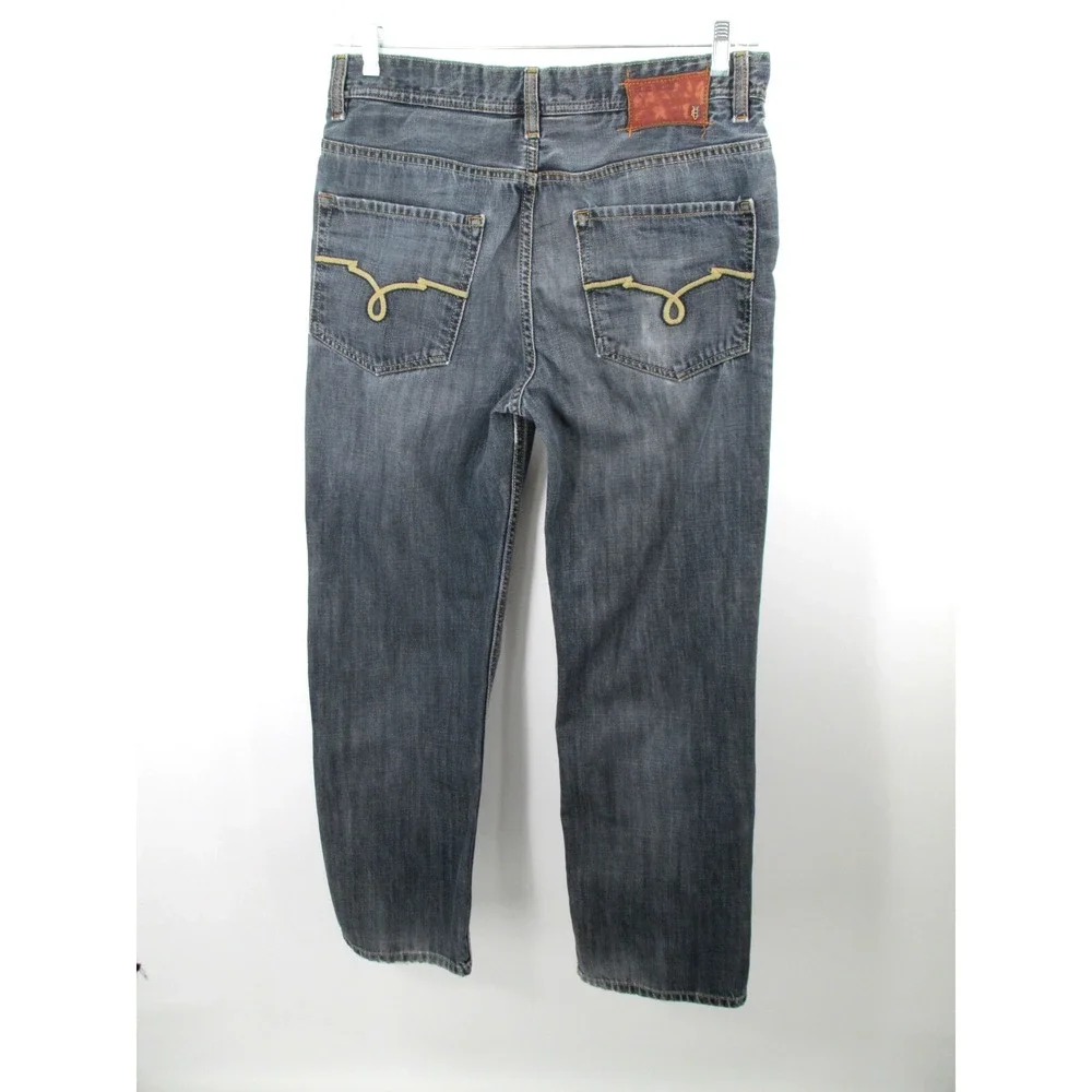 ECKO UNLTD 1972 Straight Leg Jeans Men 34/30 Blue Denim Distressed Mid Rise